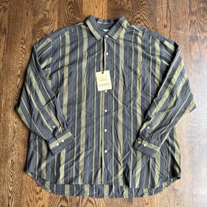 NWT VTG Tommy Bahama Silk Shirt Mens XXL Black Tarzan Stripe Long Sleeve Camp